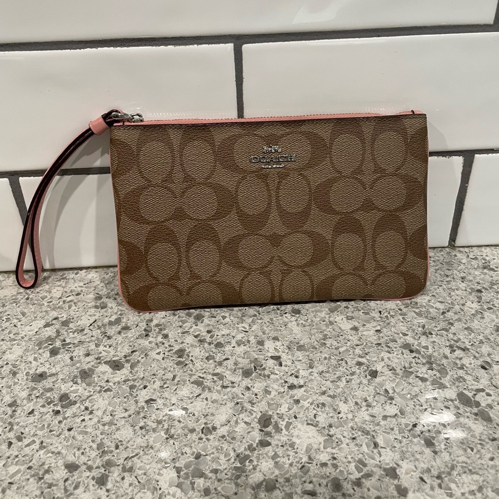 Coach Brown and Pink Wristlet